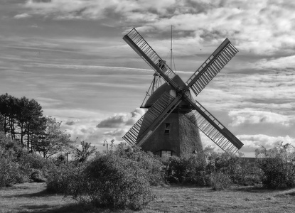 Windmühle in Nebel auf Amrum